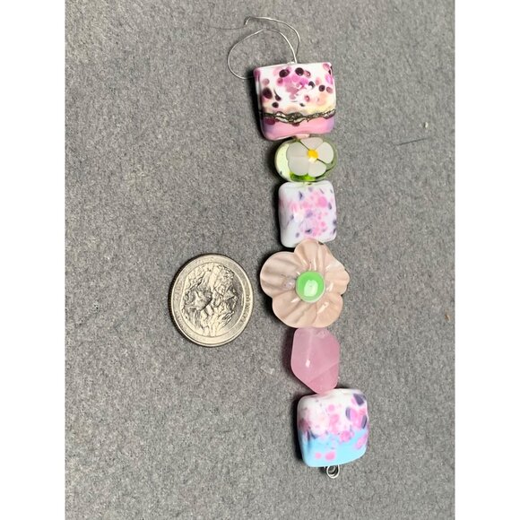 Handmade Lampwork Glass Beads Set with Floral & Pink/Blue Patterns - Picture 5 of 5